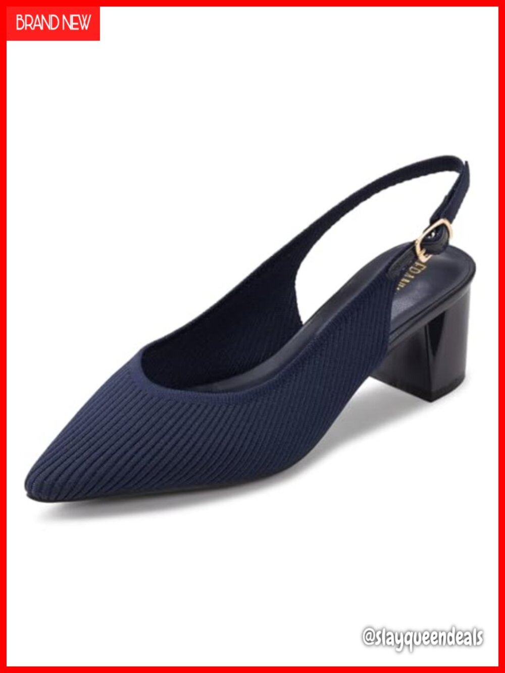Women's Slingback Heels Pointed Toe Work Pumps Chunky Block Heel Dressy Shoes